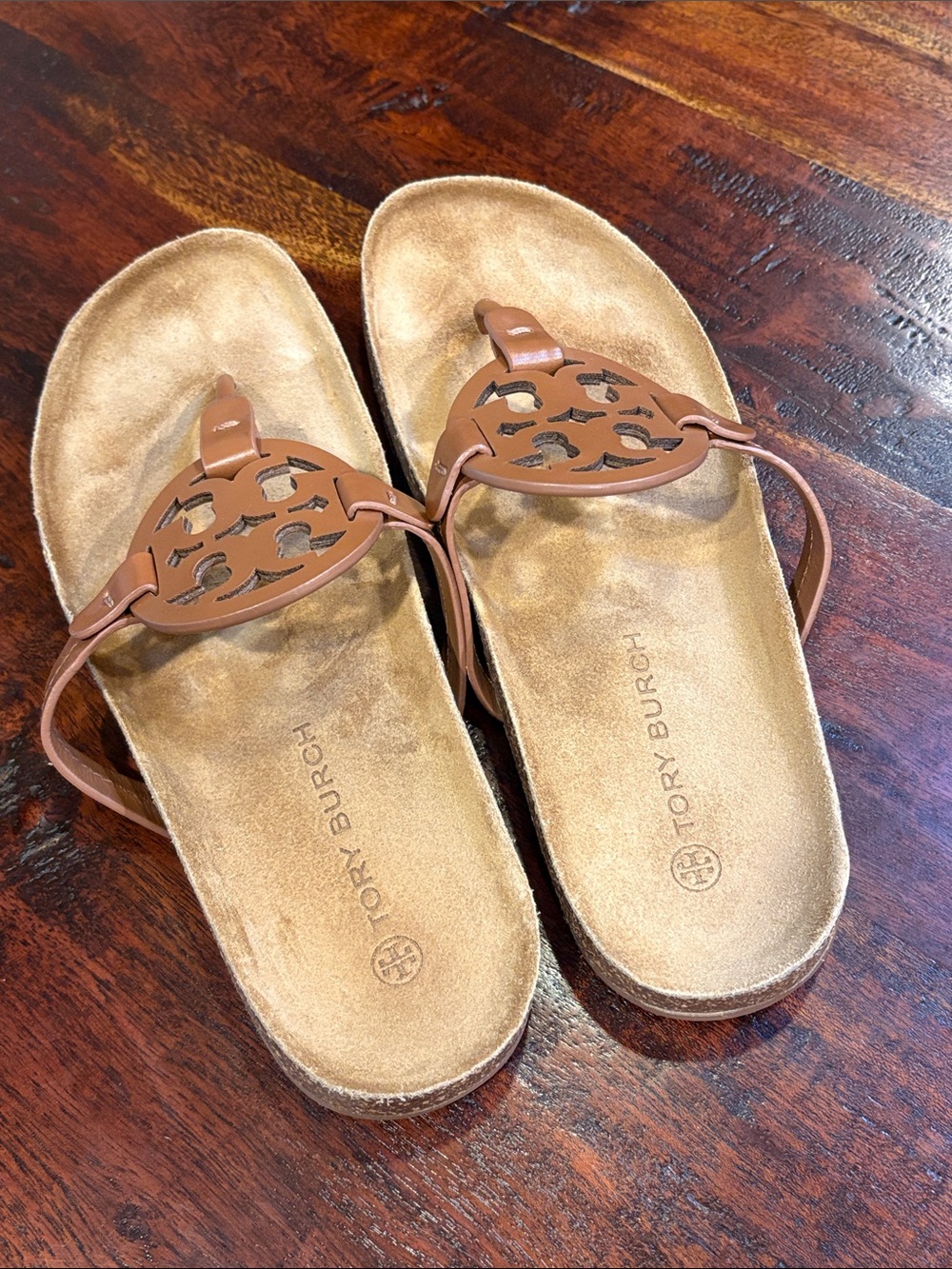 Tory Burch Miller Cloud Sandals Tan Calf Leather / Cork size 10 - Picture 2 of 10